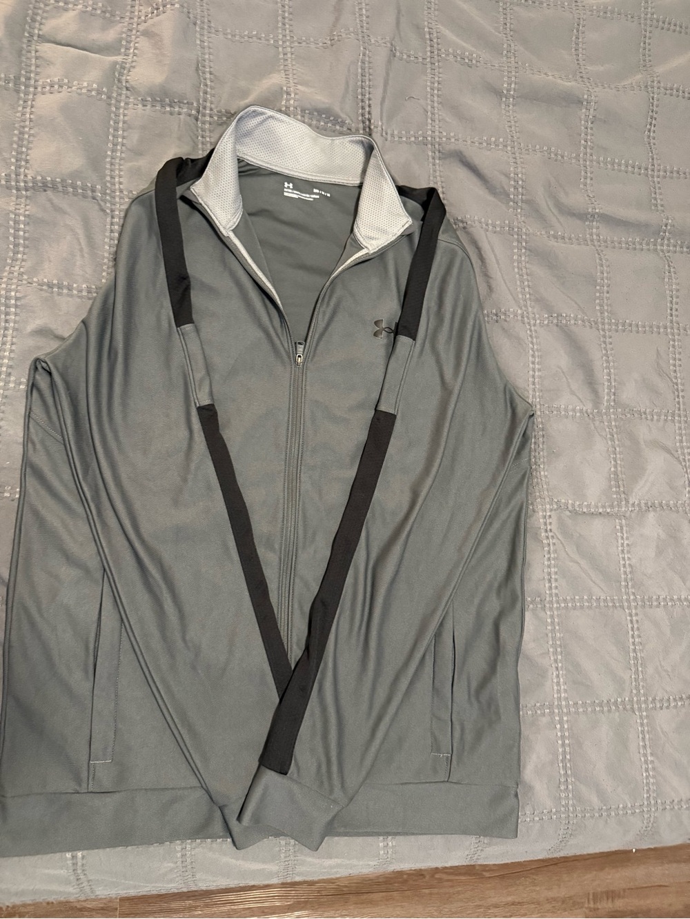 Under Armour Grey Full-Zip Athletic Hoodie with Black Accents
